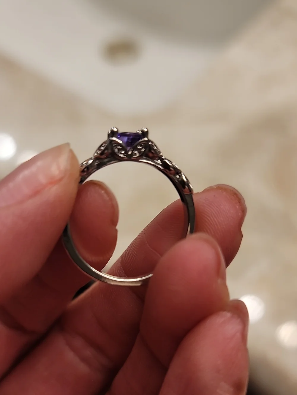 Sterling Silver Purple Gemstone Twist Band Ring